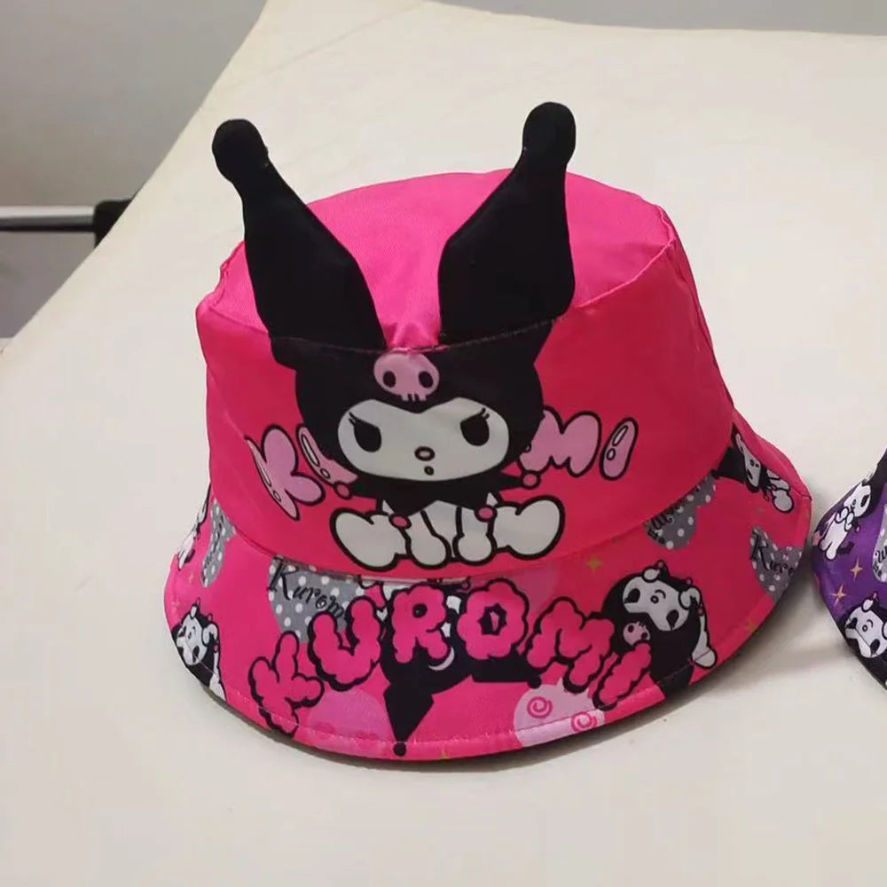 HKM-008851 Children's Cartoon Character Stitched Fisherman Sunshade Hat for Outdoor Fun