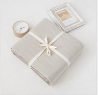 HKM-008851 Washed Cotton Bed Sheet Set in Solid Colors – Pink, Light Blue, Denim Blue, Light Gray, Light Green, Beige