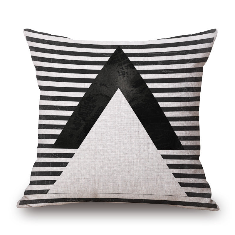 KTX-008979 Black and White Modern Impression Pillow Case, Cotton Linen Cushion Cover, 45CM x 45CM