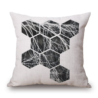 HKM-008979 Black and White Modern Impression Pillow Case, Cotton Linen Cushion Cover, 45CM x 45CM