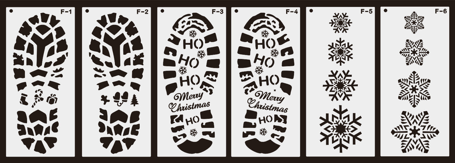 HKM-008979 Christmas Footprint Hollow Out Template Ruler for Festive Decoration