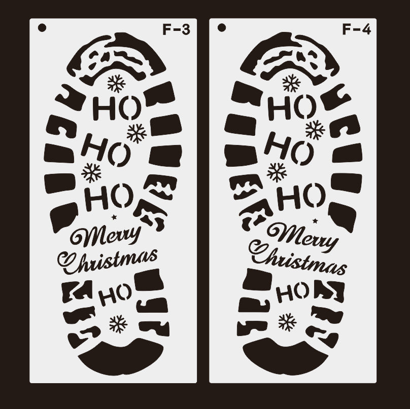 HKM-008979 Christmas Footprint Hollow Out Template Ruler for Festive Decoration