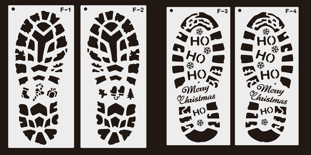 HKM-008979 Christmas Footprint Hollow Out Template Ruler for Festive Decoration