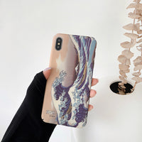 HKM-009107 Artistic Ocean Wave Oil Painting Mobile Phone Case - Simple Design, PC Material