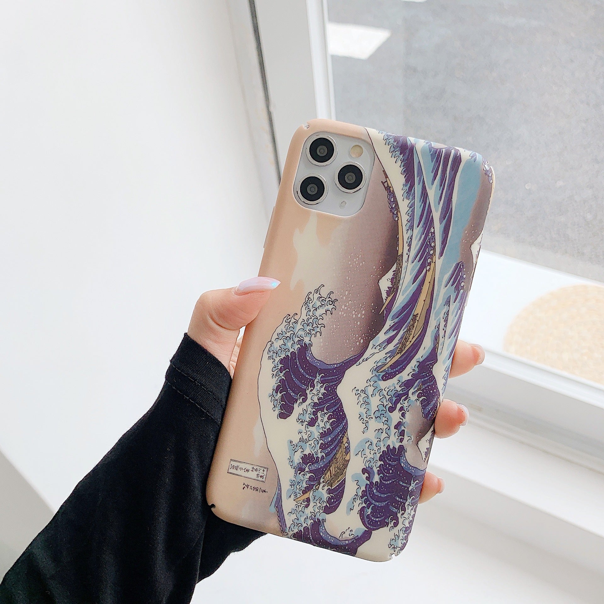 HKM-009107 Artistic Ocean Wave Oil Painting Mobile Phone Case - Simple Design, PC Material