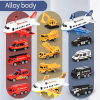 HKM-009107 Deformable Inertial Engineering Cargo Plane Toy with Parking Lot and Alloy Car, Ages 2-7