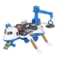 HKM-009107 Deformable Inertial Engineering Cargo Plane Toy with Parking Lot and Alloy Car, Ages 2-7