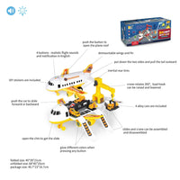 HKM-009107 Deformable Inertial Engineering Cargo Plane Toy with Parking Lot and Alloy Car, Ages 2-7