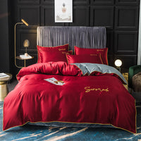 HKM-009171 Serenade Washed Silk Four-Piece Bedding Set in Multiple Colors for 1.5m, 1.8m, and 2.0m Beds