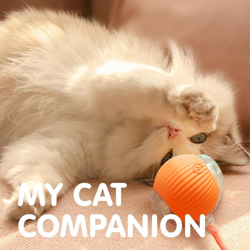 HKM-009299 Interactive Rechargeable Cat Ball Toy with Motion Sensor and Obstacle Avoidance Mechanism for Indoor Play