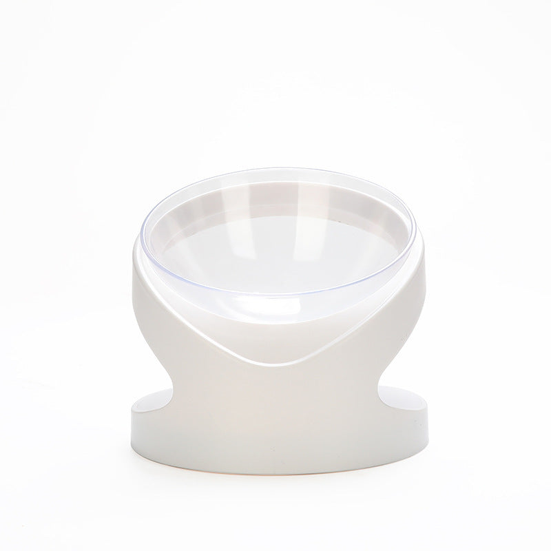 HKM-009363 Transparent Diagonal Cat Bowl with Cervical Support - 14.2 x 14.2 x 12.5 cm