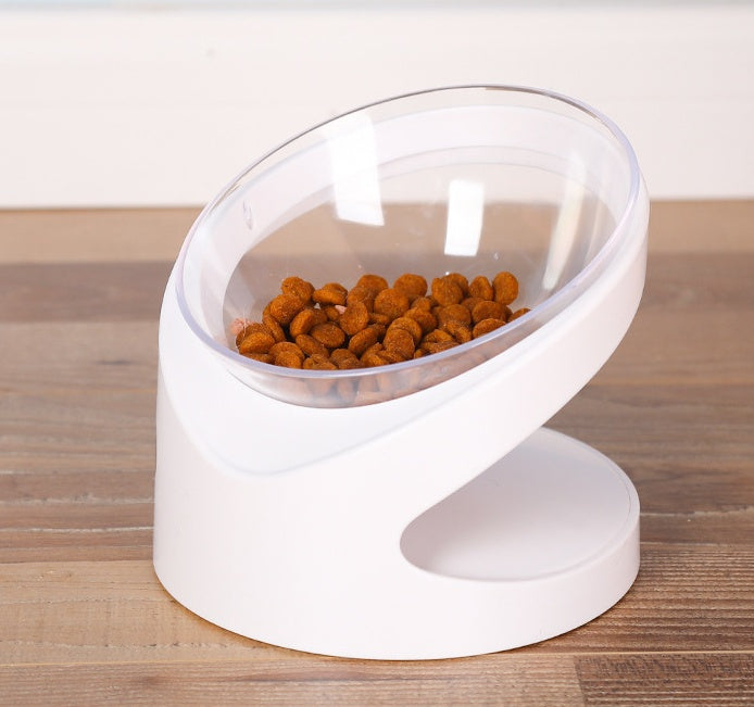 HKM-009363 Transparent Diagonal Cat Bowl with Cervical Support - 14.2 x 14.2 x 12.5 cm