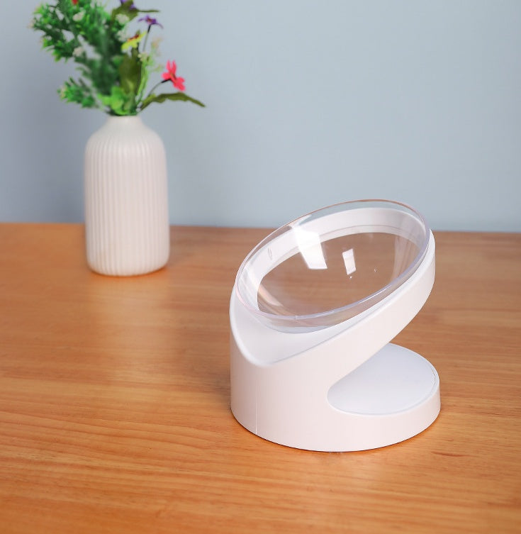 HKM-009363 Transparent Diagonal Cat Bowl with Cervical Support - 14.2 x 14.2 x 12.5 cm