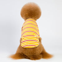 HKM-009619 Striped Dog T-Shirt in Blue, Yellow, and Green - Sizes S to XXL