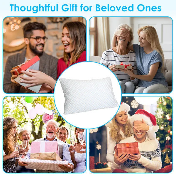 HKM-009683 Adjustable Shredded Memory Foam Pillow with Double-Sided Cooling and Bamboo Cover, Machine Washable