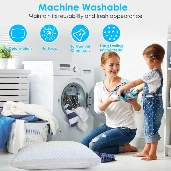 HKM-009683 Adjustable Shredded Memory Foam Pillow with Double-Sided Cooling and Bamboo Cover, Machine Washable