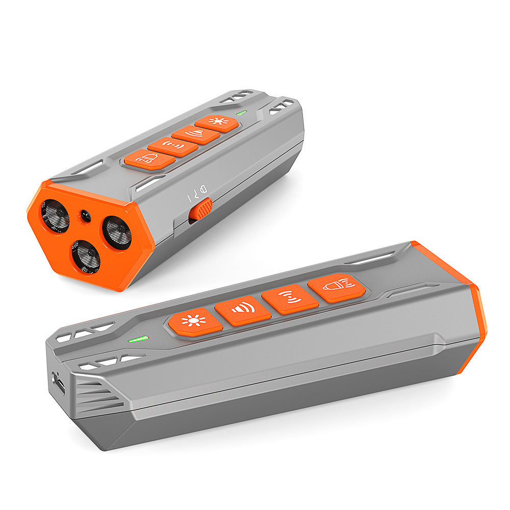 HKM-009683 Three Head Ultrasonic Dog Trainer - Gray Orange and Black Orange, ABS Material