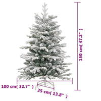 HKM-009811 Foldable Snow-Covered Artificial Christmas Tree, 150 cm with Green and White Branches
