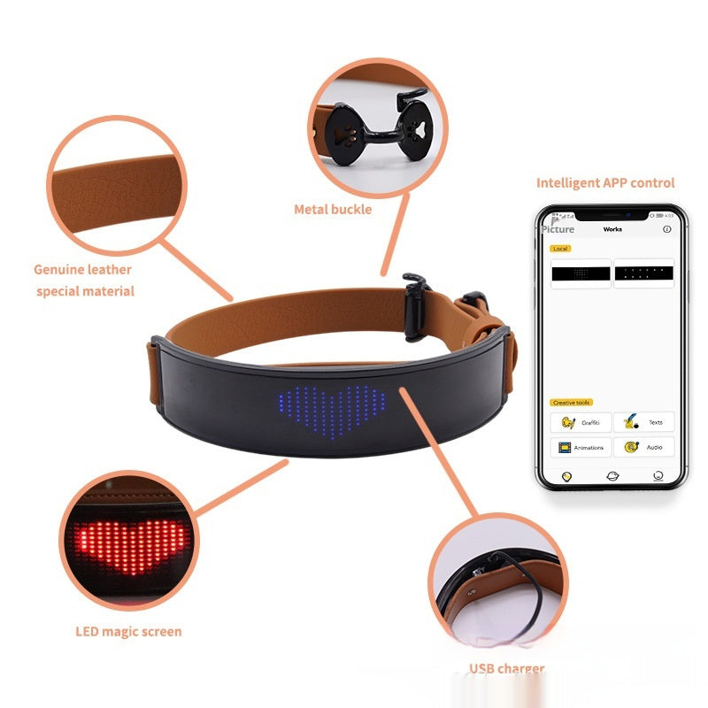 HKM-009875 LED Display Pet Harness with Monochrome Pattern and Multi-Color Lights