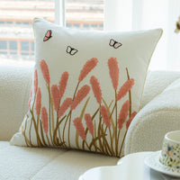 HKM-010067 Flower Embroidery Pillow Cover in Various Colors and Sizes - 45cm Cotton Design