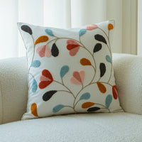 HKM-010067 Flower Embroidery Pillow Cover in Various Colors and Sizes - 45cm Cotton Design