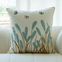HKM-010067 Flower Embroidery Pillow Cover in Various Colors and Sizes - 45cm Cotton Design