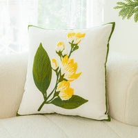 HKM-010067 Flower Embroidery Pillow Cover in Various Colors and Sizes - 45cm Cotton Design
