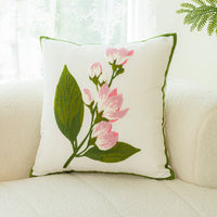 HKM-010067 Flower Embroidery Pillow Cover in Various Colors and Sizes - 45cm Cotton Design