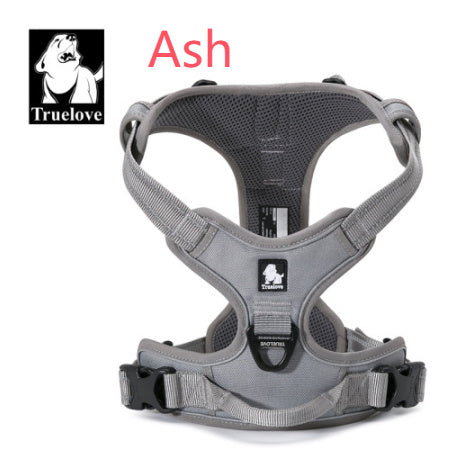 HKM-010195 Padded Reflective Nylon Dog Harness for All Weather with Adjustable Straps and Dual Leash Attachment