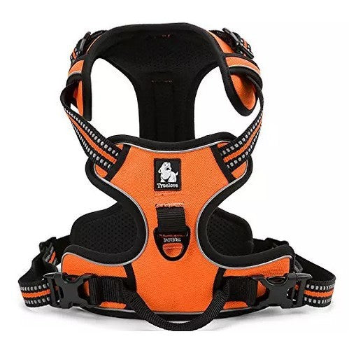 HKM-010195 Padded Reflective Nylon Dog Harness for All Weather with Adjustable Straps and Dual Leash Attachment