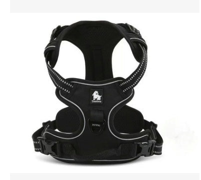 HKM-010195 Padded Reflective Nylon Dog Harness for All Weather with Adjustable Straps and Dual Leash Attachment