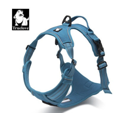 HKM-010195 Padded Reflective Nylon Dog Harness for All Weather with Adjustable Straps and Dual Leash Attachment