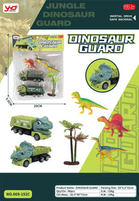 HKM-010259 Dinosaur Friction Engineering Transport Vehicles - Excavator, Crane, Oil Tanker Toys