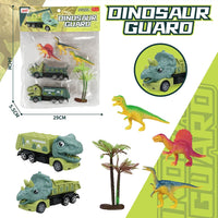 HKM-010259 Dinosaur Friction Engineering Transport Vehicles - Excavator, Crane, Oil Tanker Toys