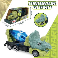 HKM-010259 Dinosaur Friction Engineering Transport Vehicles - Excavator, Crane, Oil Tanker Toys