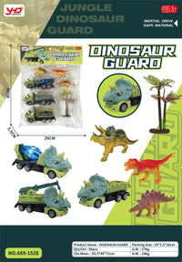 HKM-010259 Dinosaur Friction Engineering Transport Vehicles - Excavator, Crane, Oil Tanker Toys
