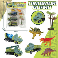 HKM-010259 Dinosaur Friction Engineering Transport Vehicles - Excavator, Crane, Oil Tanker Toys
