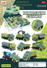 HKM-010259 Dinosaur Friction Engineering Transport Vehicles - Excavator, Crane, Oil Tanker Toys