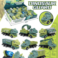 HKM-010259 Dinosaur Friction Engineering Transport Vehicles - Excavator, Crane, Oil Tanker Toys