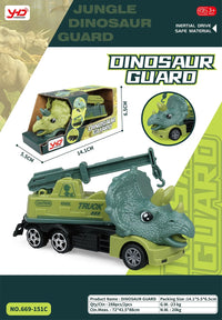 HKM-010259 Dinosaur Friction Engineering Transport Vehicles - Excavator, Crane, Oil Tanker Toys
