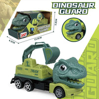 HKM-010259 Dinosaur Friction Engineering Transport Vehicles - Excavator, Crane, Oil Tanker Toys
