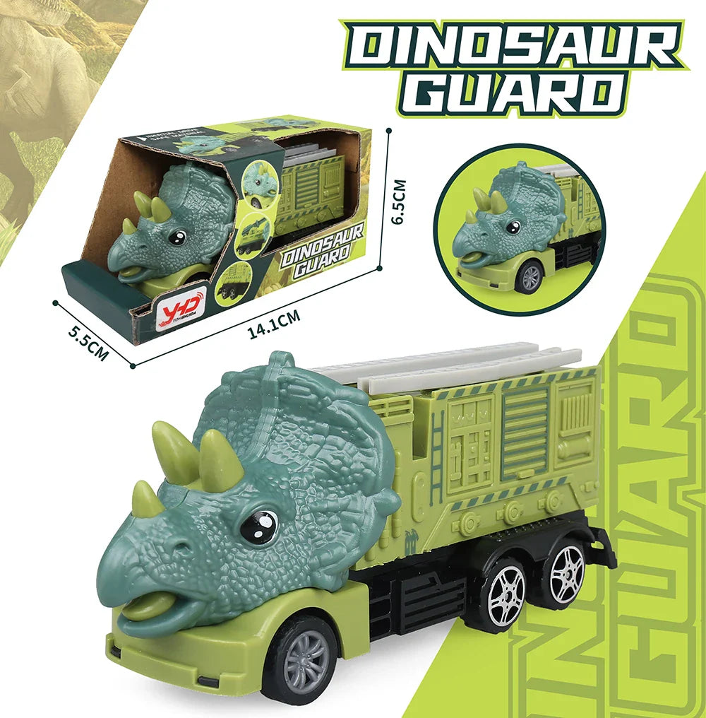 HKM-010259 Dinosaur Friction Engineering Transport Vehicles - Excavator, Crane, Oil Tanker Toys
