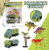 HKM-010259 Dinosaur Friction Engineering Transport Vehicles - Excavator, Crane, Oil Tanker Toys