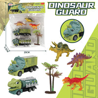 HKM-010259 Dinosaur Friction Engineering Transport Vehicles - Excavator, Crane, Oil Tanker Toys