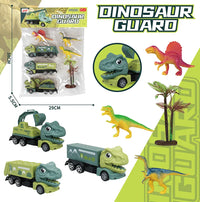 HKM-010259 Dinosaur Friction Engineering Transport Vehicles - Excavator, Crane, Oil Tanker Toys