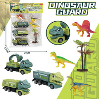 HKM-010259 Dinosaur Friction Engineering Transport Vehicles - Excavator, Crane, Oil Tanker Toys