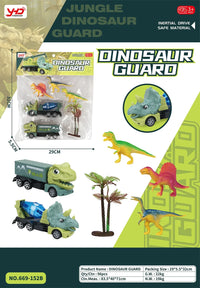 HKM-010259 Dinosaur Friction Engineering Transport Vehicles - Excavator, Crane, Oil Tanker Toys