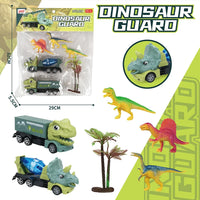 HKM-010259 Dinosaur Friction Engineering Transport Vehicles - Excavator, Crane, Oil Tanker Toys