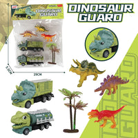 HKM-010259 Dinosaur Friction Engineering Transport Vehicles - Excavator, Crane, Oil Tanker Toys