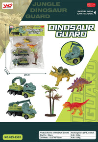 HKM-010259 Dinosaur Friction Engineering Transport Vehicles - Excavator, Crane, Oil Tanker Toys